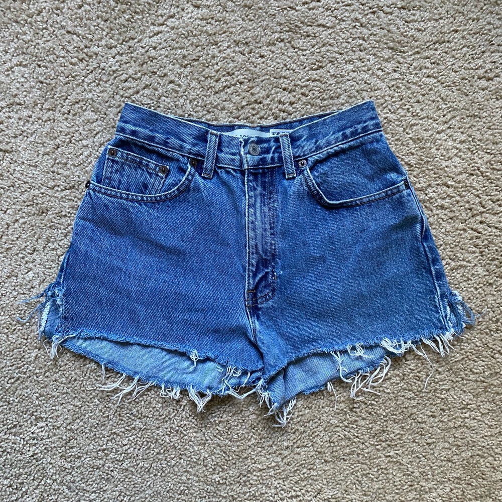 Gap Blue Denim Frayed Hem Shorts